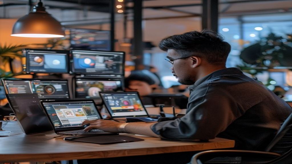 Ilustrasi community manager mengelola grup Telegram dan Discord