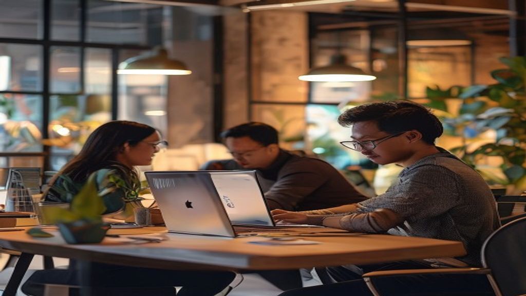 Ilustrasi pekerjaan branding specialist di kantor agency kreatif